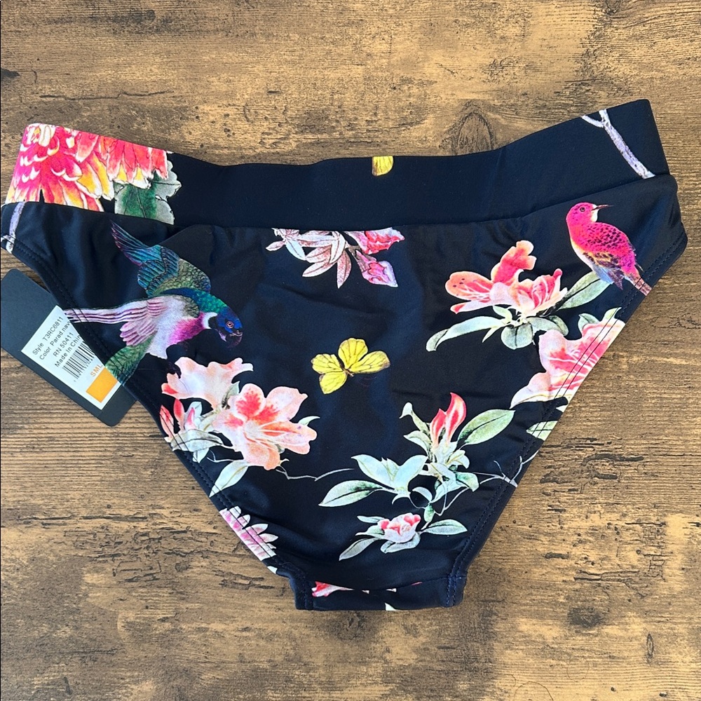 NWT Women's Floral Bikini Bottoms with Butterfly, bird, and flower print - Picture 6 of 6